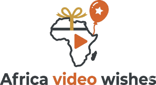 Map of Africa with a balloon and gift, featuring 'Africa Video Wishes' text.