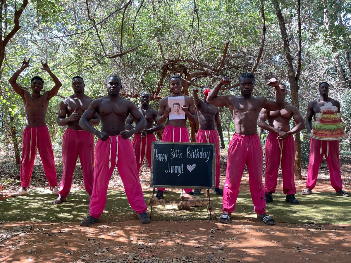 Personalized African birthday video greeting with African dance team